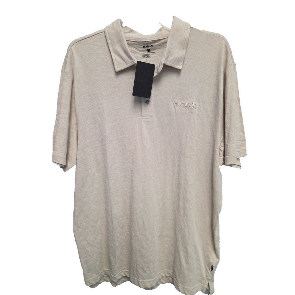 Hurley Men's One & Only Polo Short Sleeve Shirt XL Bone Embroidered Cotton NWT